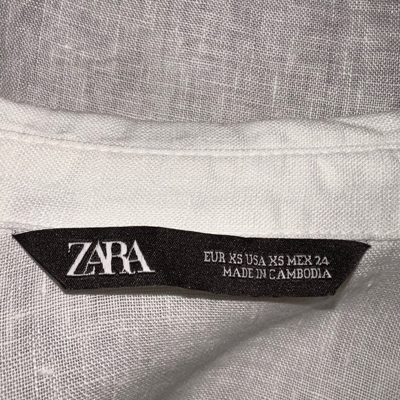 Zara 100% Linen Button Down Rolled Sleeves. Size XS. - Picture 5 of 6